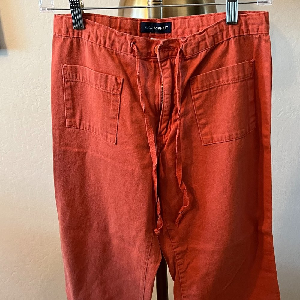 Blue Asphalt Red Orange Ankle Capri